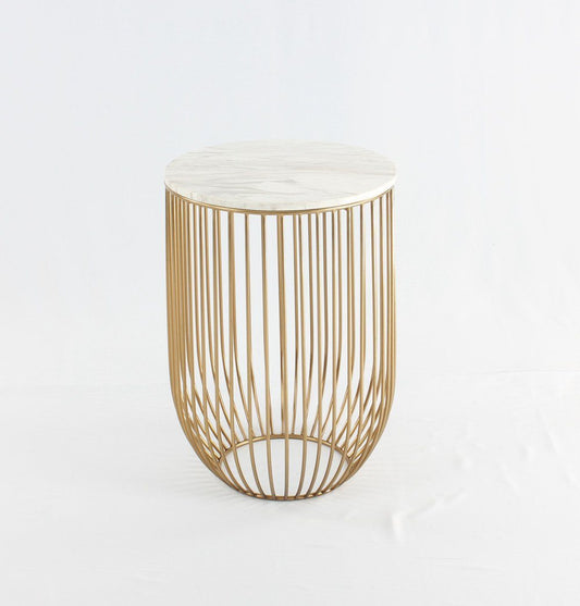 Mie Side Table - Carrara Marble Top & Gold Base