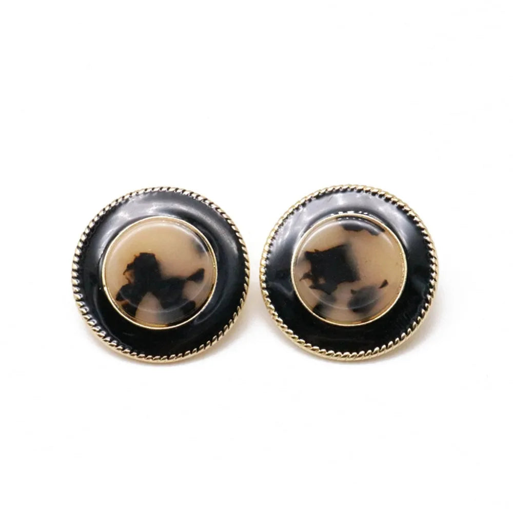 Round Pearl Black Enamel Cute Fashion Clip Earrings Statement Ear Jewelry