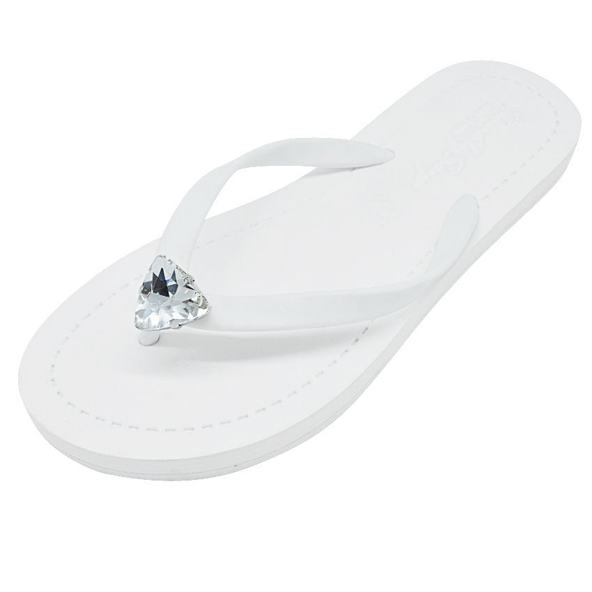 Triangle Studs - Crystal Flat Flip Flops Sandal