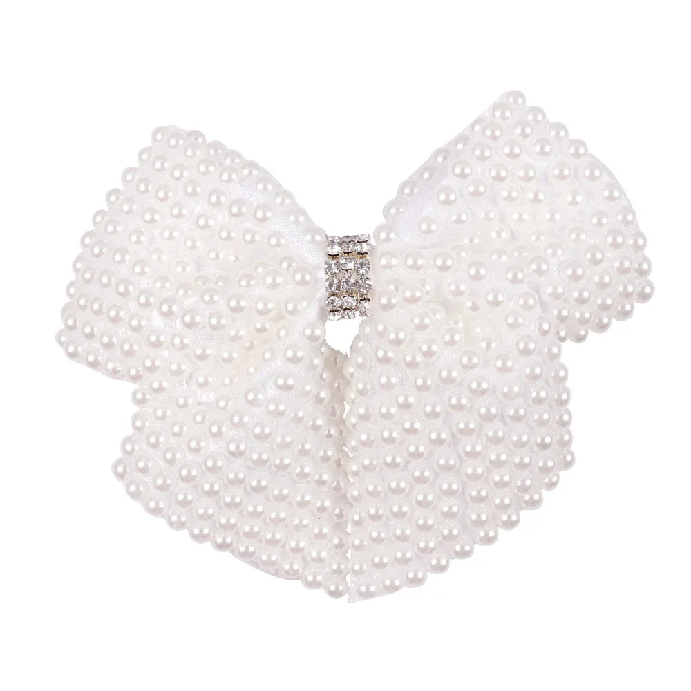 White Pearl Hair Bows With Hair Clips for Girls Hairpins Hair Accessories