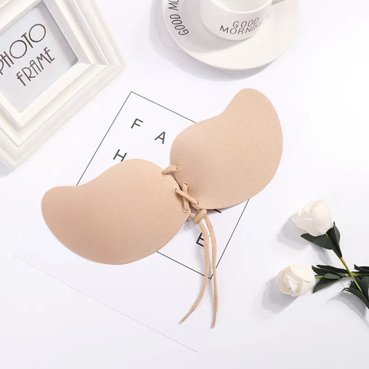 Women Self Adhesive Strapless Bandage Blackless Solid Bras