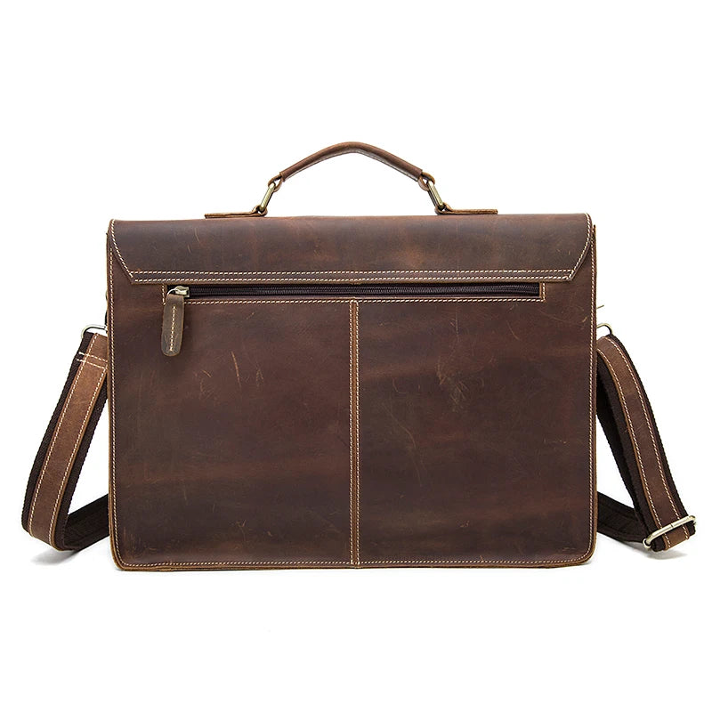 Men's Leather Bag for Document Crazy Horse Leather Briefcases