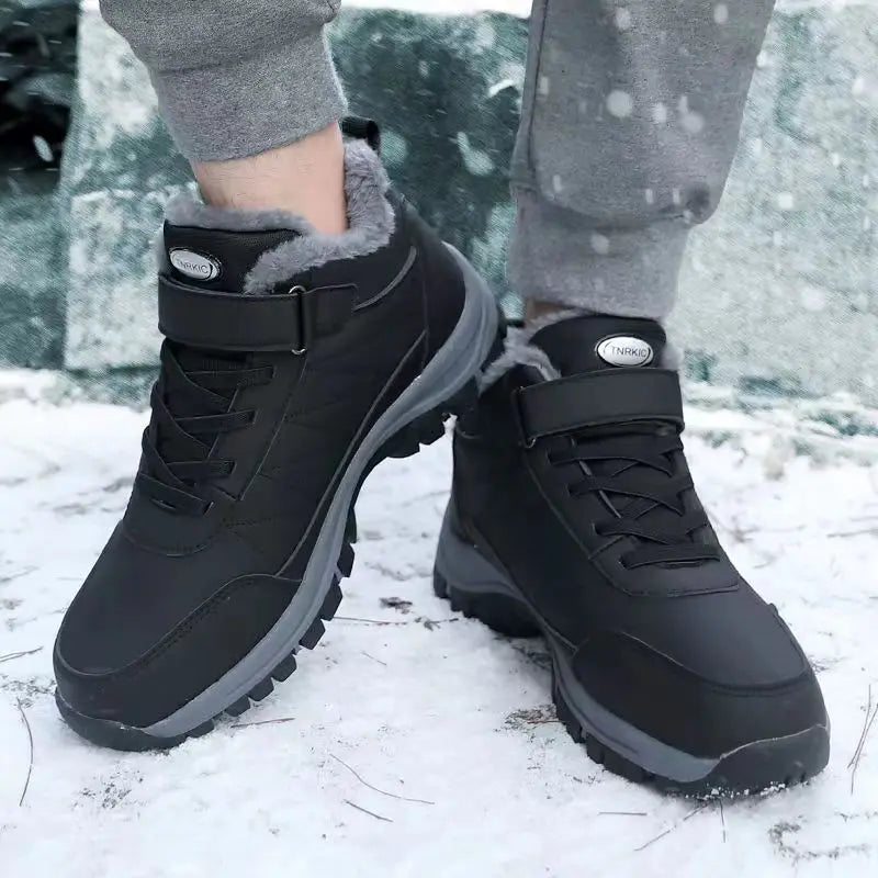 PU Leather Upper Fleece Lining Outdoor Water Resistant Men Warm Snow Boots