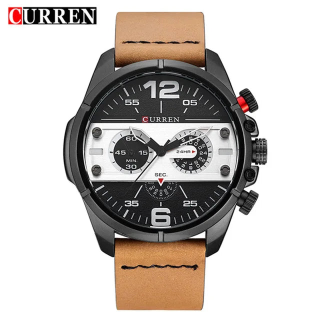 Wrist Sport Wristwatch Waterproof Leather Men's Quartz Watch Relogio Masculino