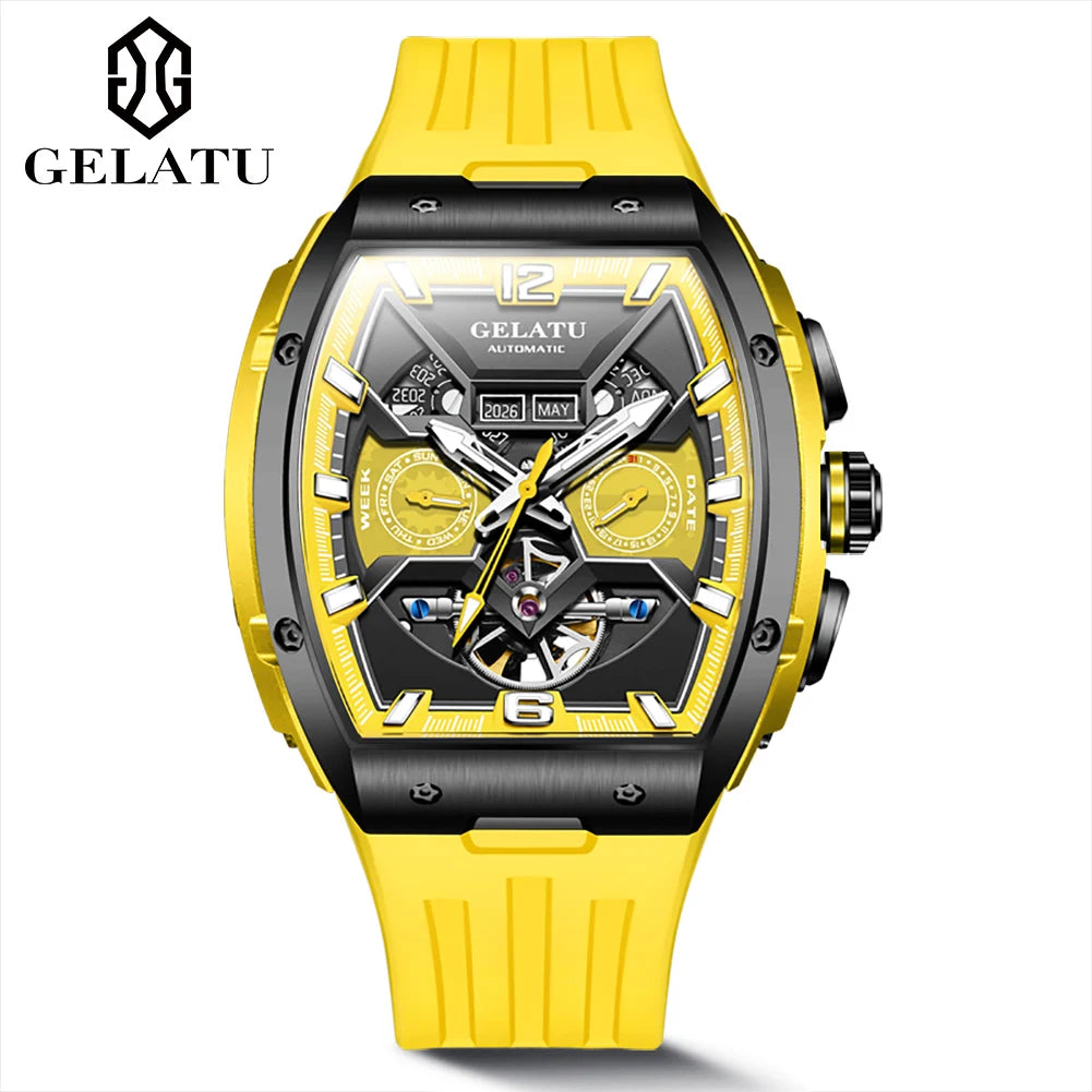 Waterproof Business Double Mechanical Tourbillon Watch for Men