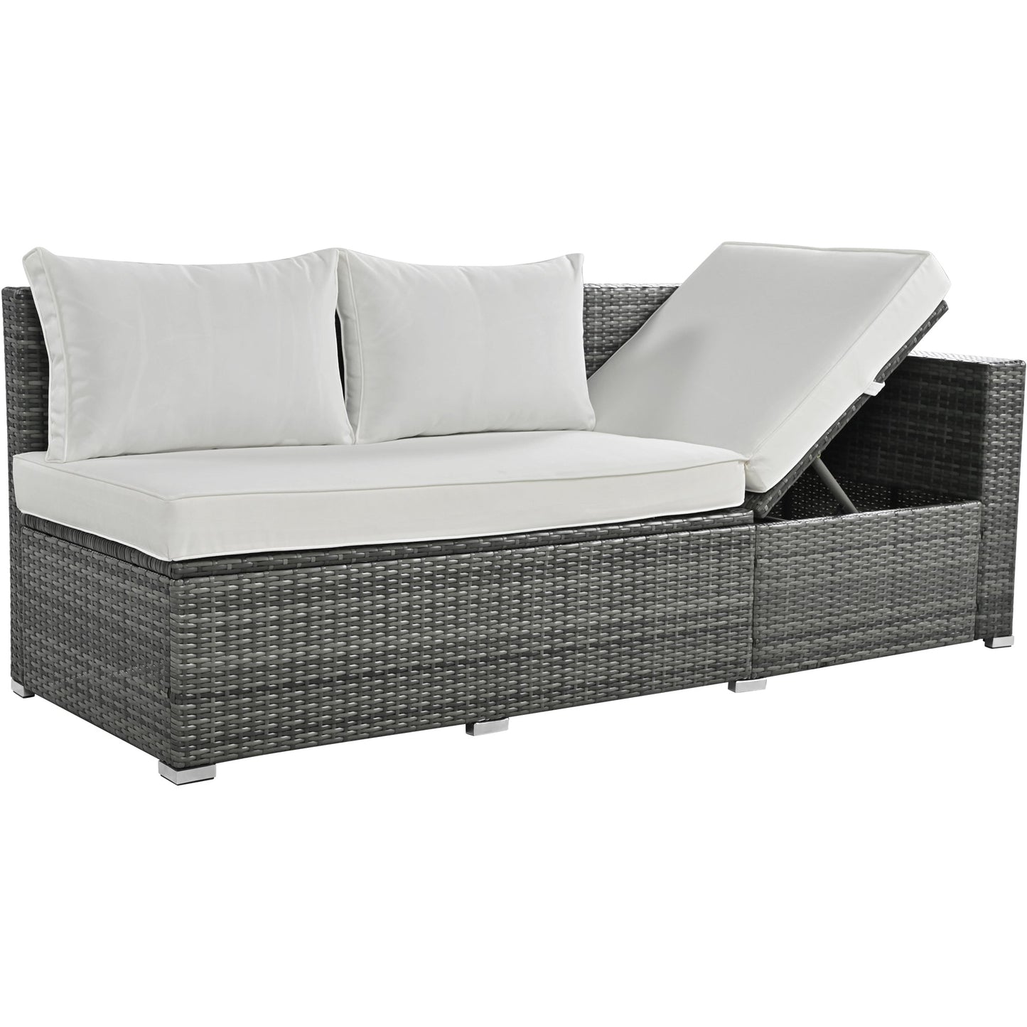 Outdoor 6-Piece All Weather PE Rattan Sofa Set With Adjustable Seat