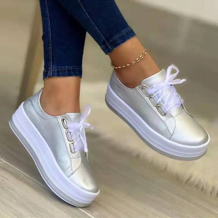 Women Large Size Round Toe Flat Platform Casual Footwear Loafers