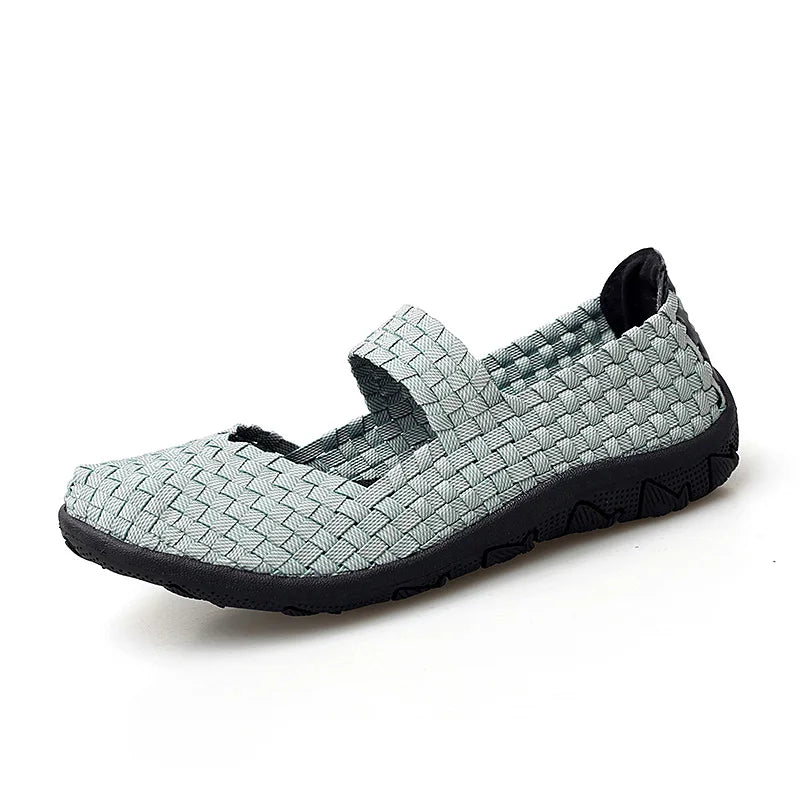 Womens Flats Shoes Slip on Fashion Woven Sneakers Casual Breathable Shoes