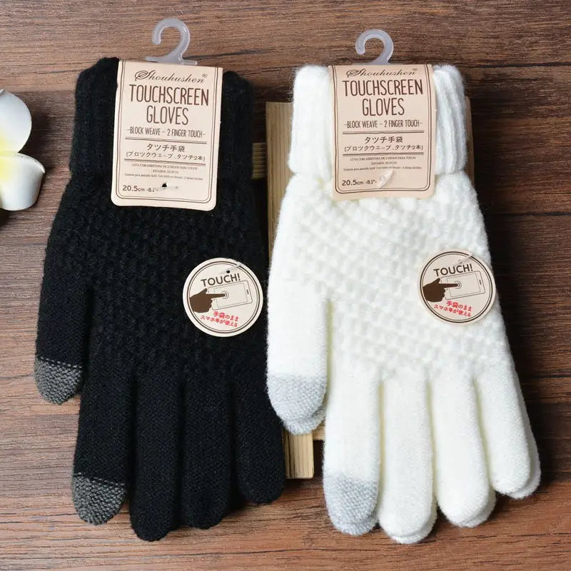 Warm Winter Gloves Women's Cashmere Wool Knitted Wrist Gloves