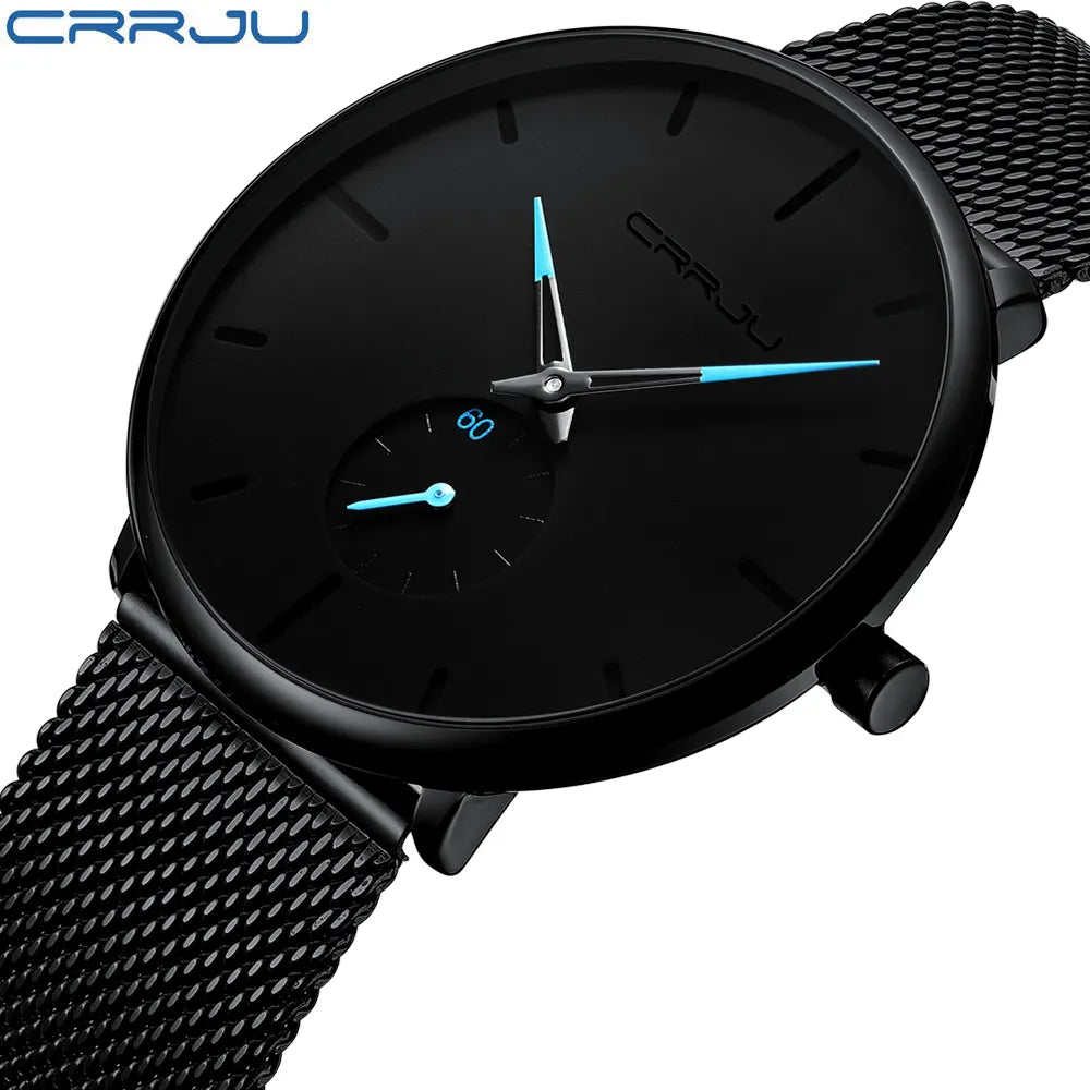 Mens Watches Quartz Watch Men Casual Slim Mesh Steel Waterproof Sport Watch