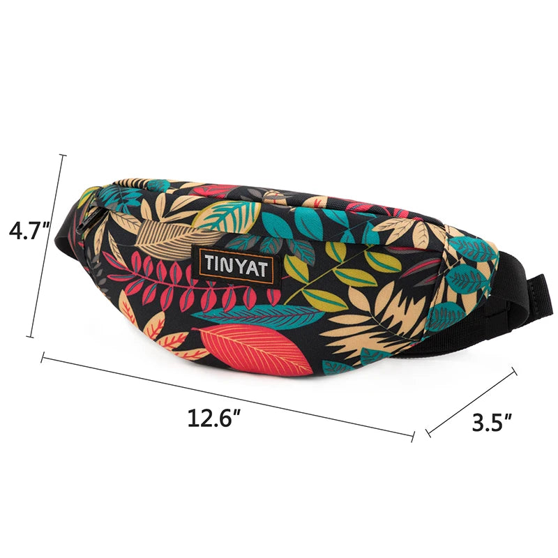 Print Leaf Travel Waist Bag for Men and Women Fashion Casual Shoulder Bag