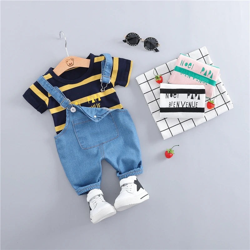 Summer Baby Girl Clothes Children Clothing Boys Short Sleeve T-Shirt Overalls