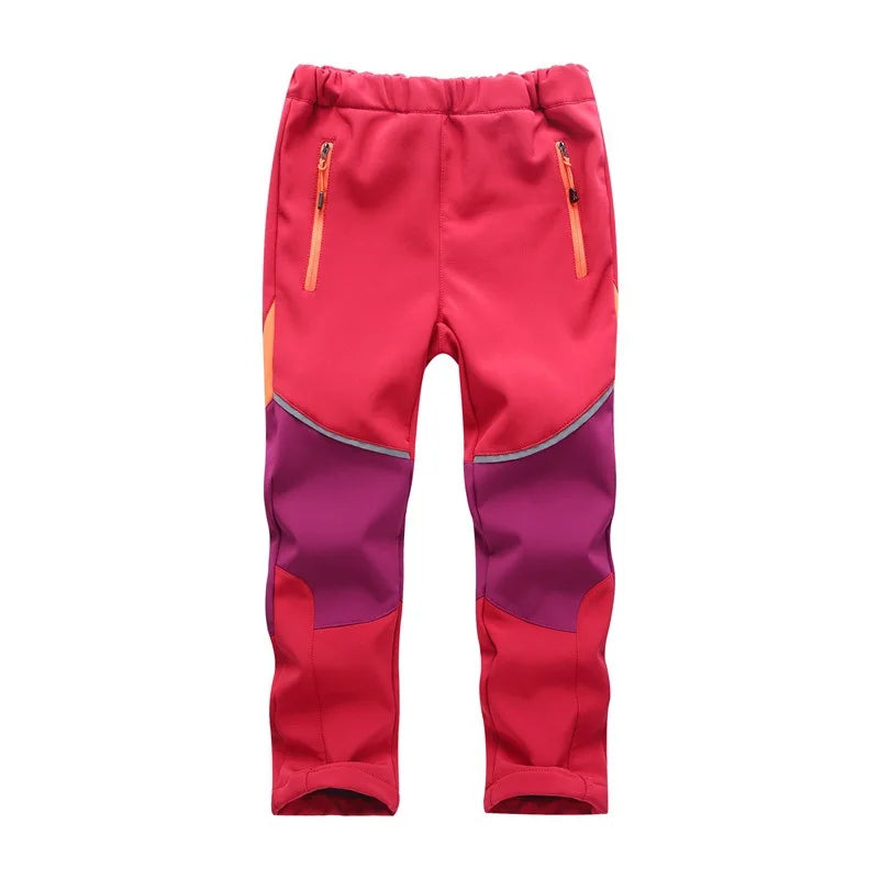 Unisex Fleece Lined Waterproof Hiking Pants School Kids Sporty Climbing Trousers