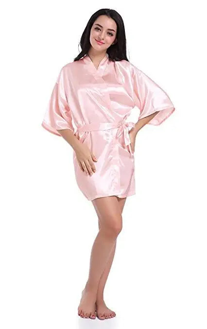 Sexy Large Size Sexy Satin Night Robe Lace Bathrobe Wedding Bride Robes