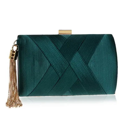 Women Bag Tassel Metal Small Day Clutch Purse Handbags