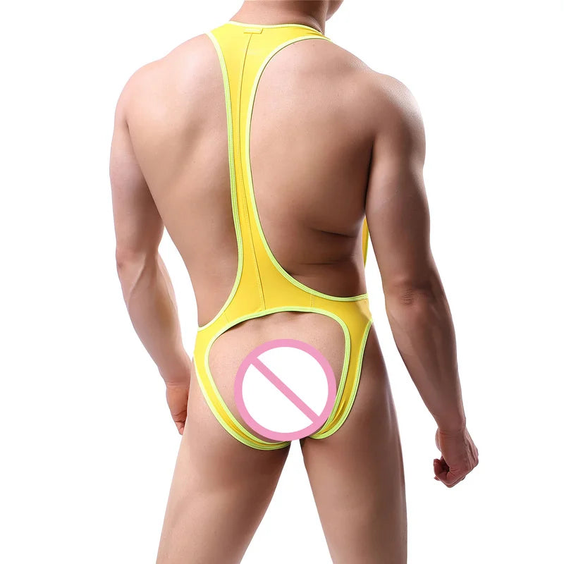 Mens Sexy Jockstrap Bodysuit U-Convex Underwear Wrestling Singlet Jumpsuit