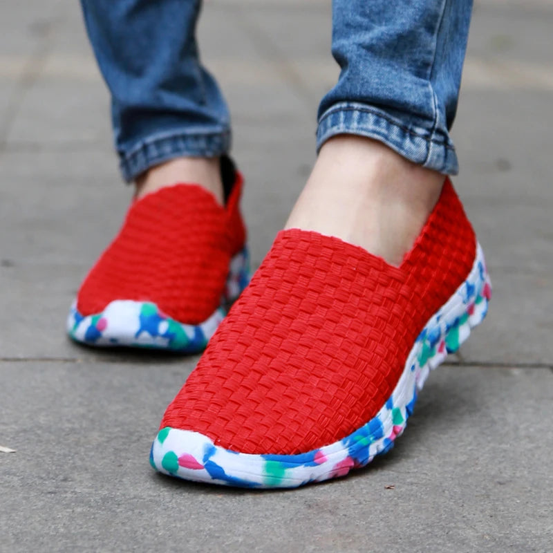 Summer Handmade Woven Shoes Breathable comfortable Women Flats