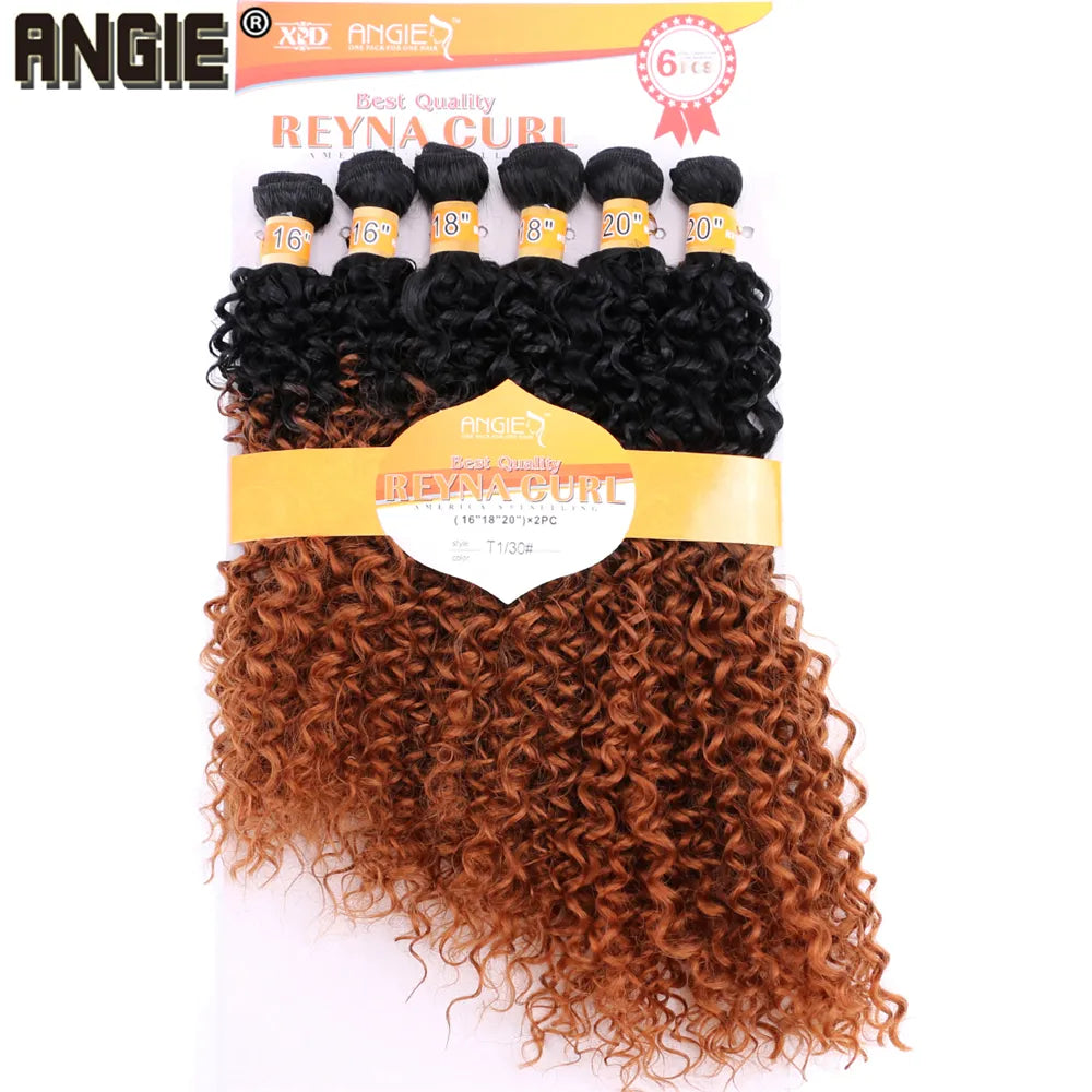 Synthetic Kinky Curly Hair Bundles Two Tone Ombre Color Hair Weave