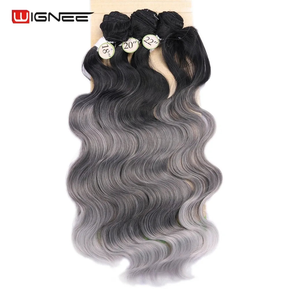 Synthetic Hair Extension Colorful Hair Bundles With Closure