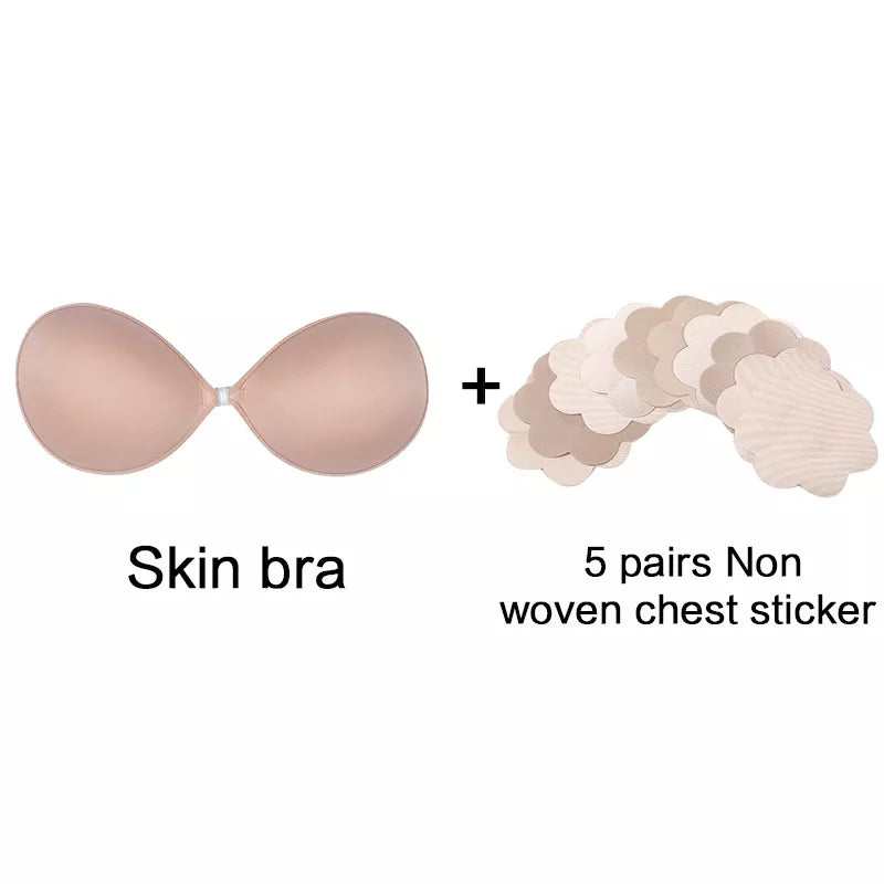 Silicone Bra Invisible Push Up Sexy Strapless Bra Stealth Adhesive Backless