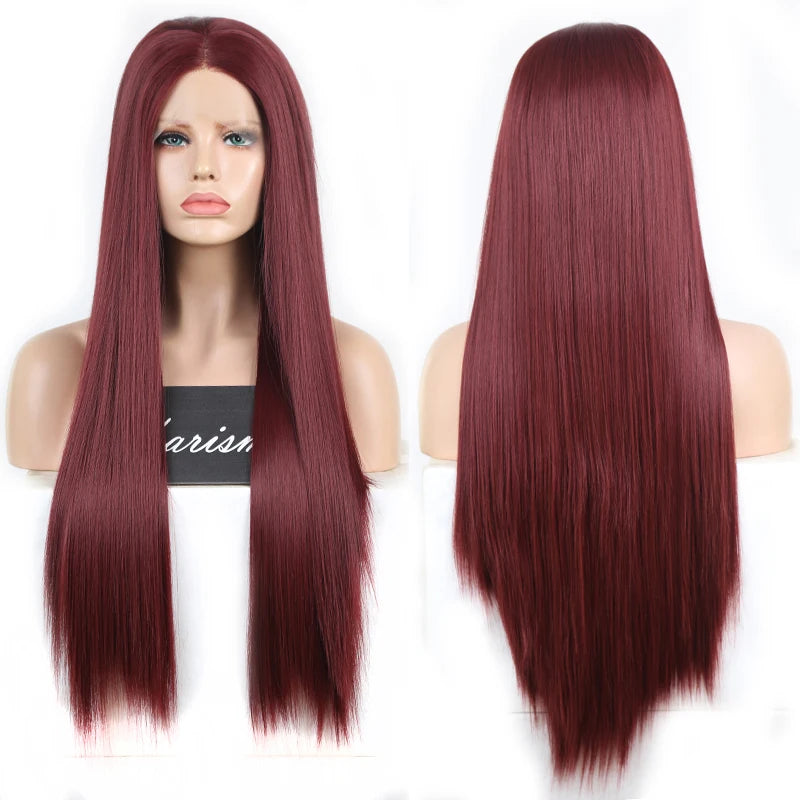 Silky Straight Hair Synthetic Lace Front Wigs with Hairline Wigs for Women