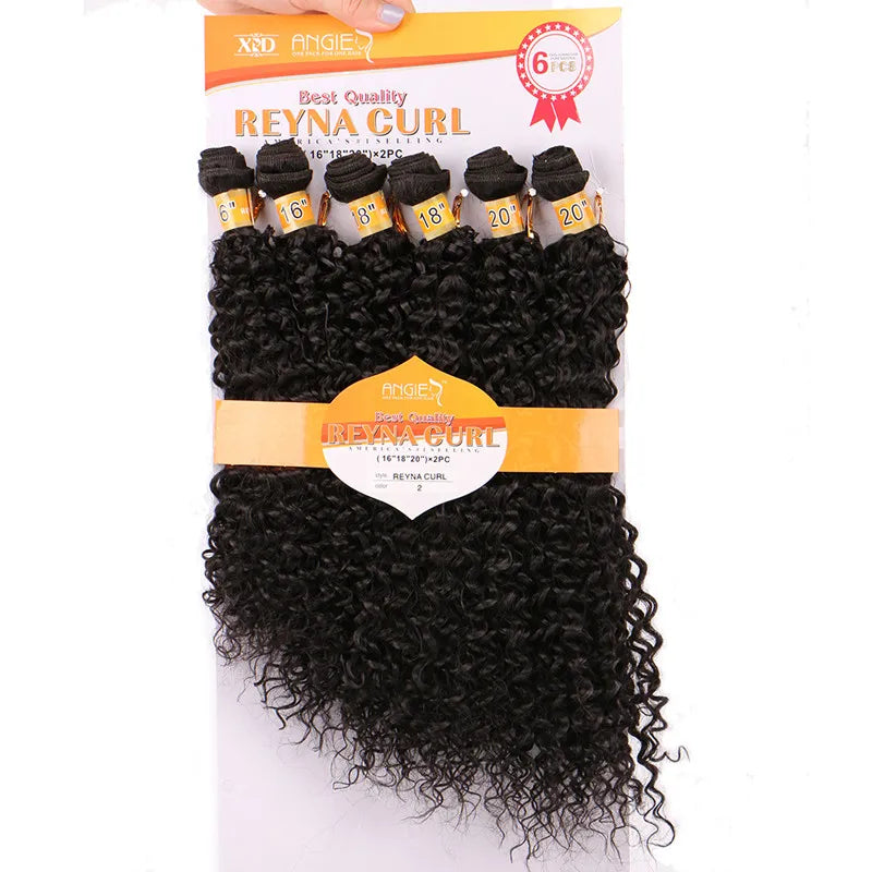 Synthetic Kinky Curly Hair Bundles Two Tone Ombre Color Hair Weave