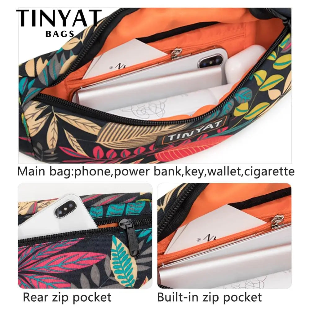 Print Leaf Travel Waist Bag for Men and Women Fashion Casual Shoulder Bag