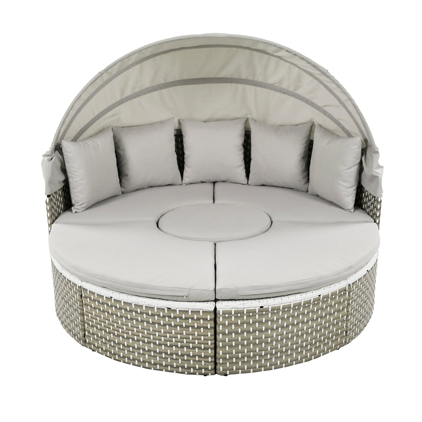 Patio Furniture Round Outdoor Sectional Sofa Set Rattan Daybed