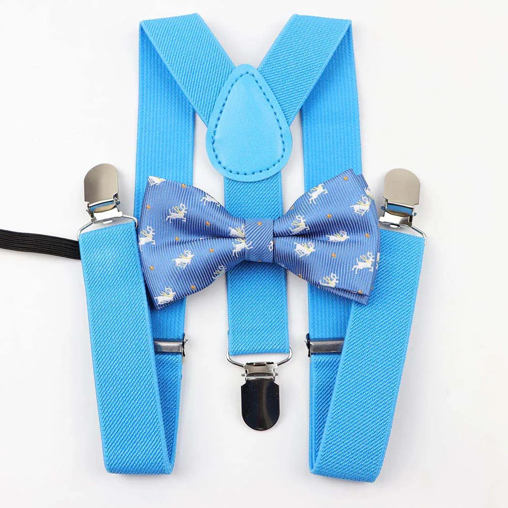 Polyester Y-Back Braces Two Colors Bow Tie Adjustable Elastic Kids