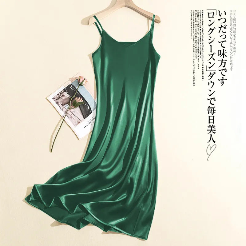 Summer Chic Elegant Dresses for Women Adjustable Strap Satin  dresses