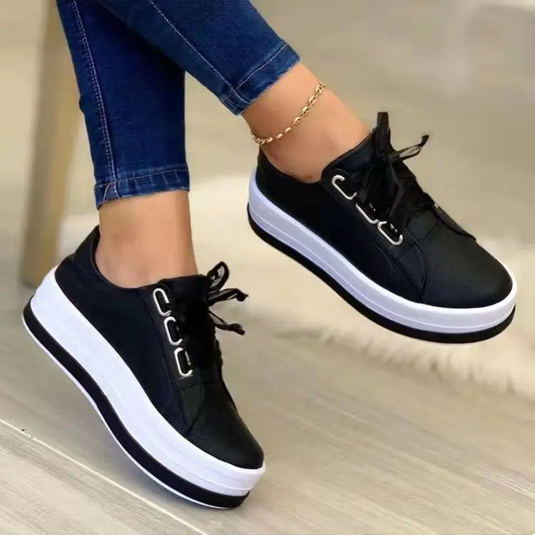 Women Large Size Round Toe Flat Platform Casual Footwear Loafers