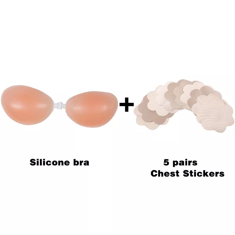 Silicone Bra Invisible Push Up Sexy Strapless Bra Stealth Adhesive Backless