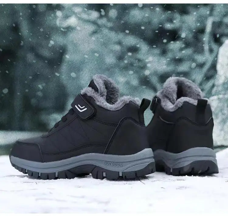 PU Leather Upper Fleece Lining Outdoor Water Resistant Men Warm Snow Boots