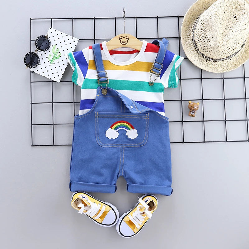 Summer Baby Girl Clothes Children Clothing Boys Short Sleeve T-Shirt Overalls