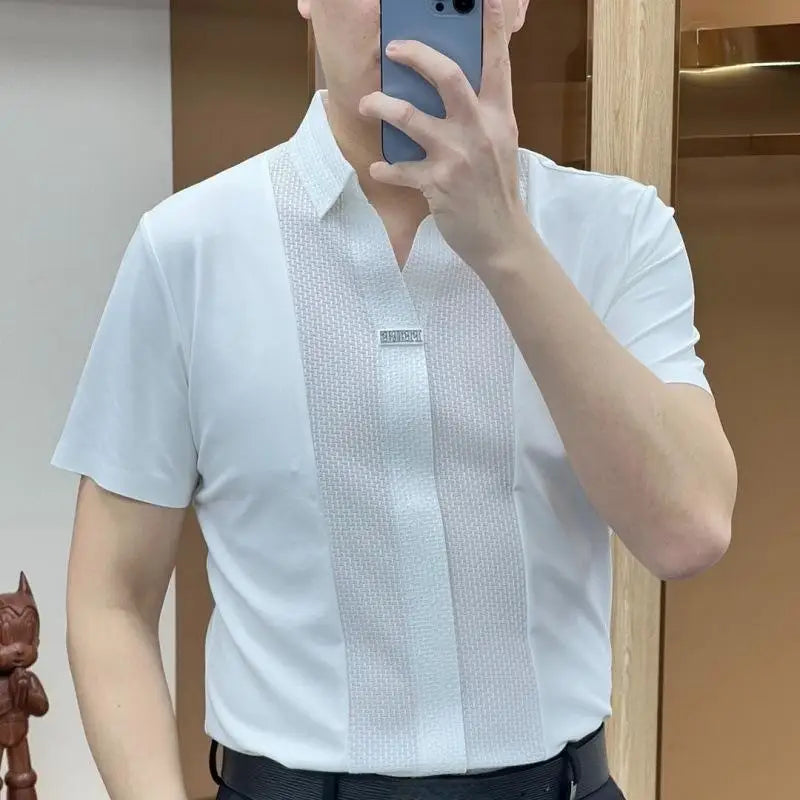 Men's Clothing Short Sleeved Shirt Business Style Casual