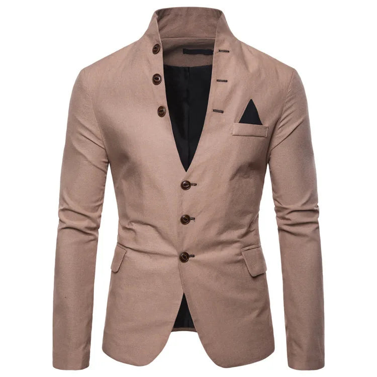 Multi-Button Decoration Casual Standing Lapel  Men's Suit Jacket Sehe Fashion