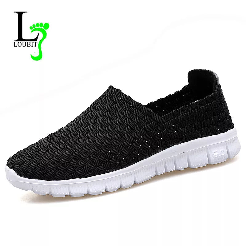 New Women Flats Autumn Casual Shoes Woman Sneakers Breathable Female Woven Shoes