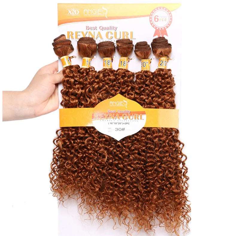 Synthetic Kinky Curly Hair Bundles Two Tone Ombre Color Hair Weave