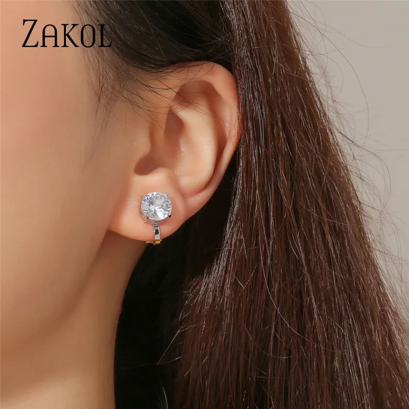 Round Piercing Clip Earrings  Ear Cuffs Female Wedding Party Gift Jewelry