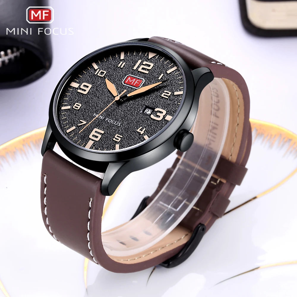 Quartz Wrist Watch Men Waterproof Brown Leather Strap Watches Relogio Masculino