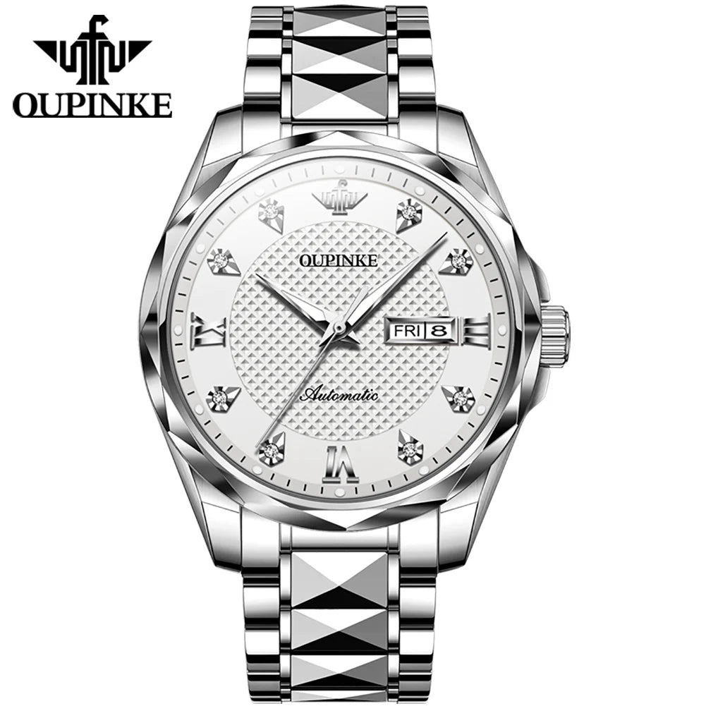 Water Resistant Stainless Steel Mechanical Wristwatch Multifunction Watch