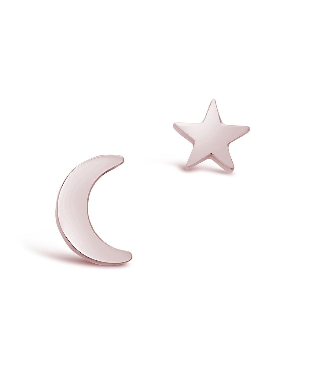 Sterling Silver Crescent & Star Asymmetrical Studs by Sterling Forever