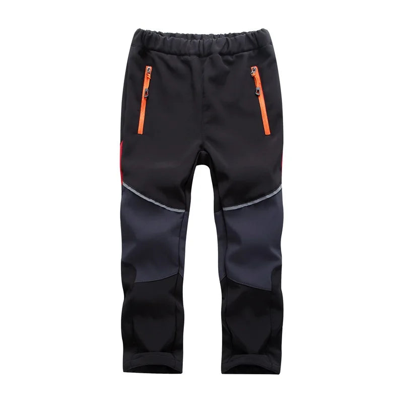 Unisex Fleece Lined Waterproof Hiking Pants School Kids Sporty Climbing Trousers