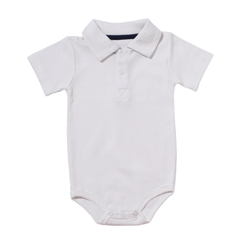 Summer unisex Rompers Turn-Down Collar Infant Newborn Cotton Clothes Jumpsuit