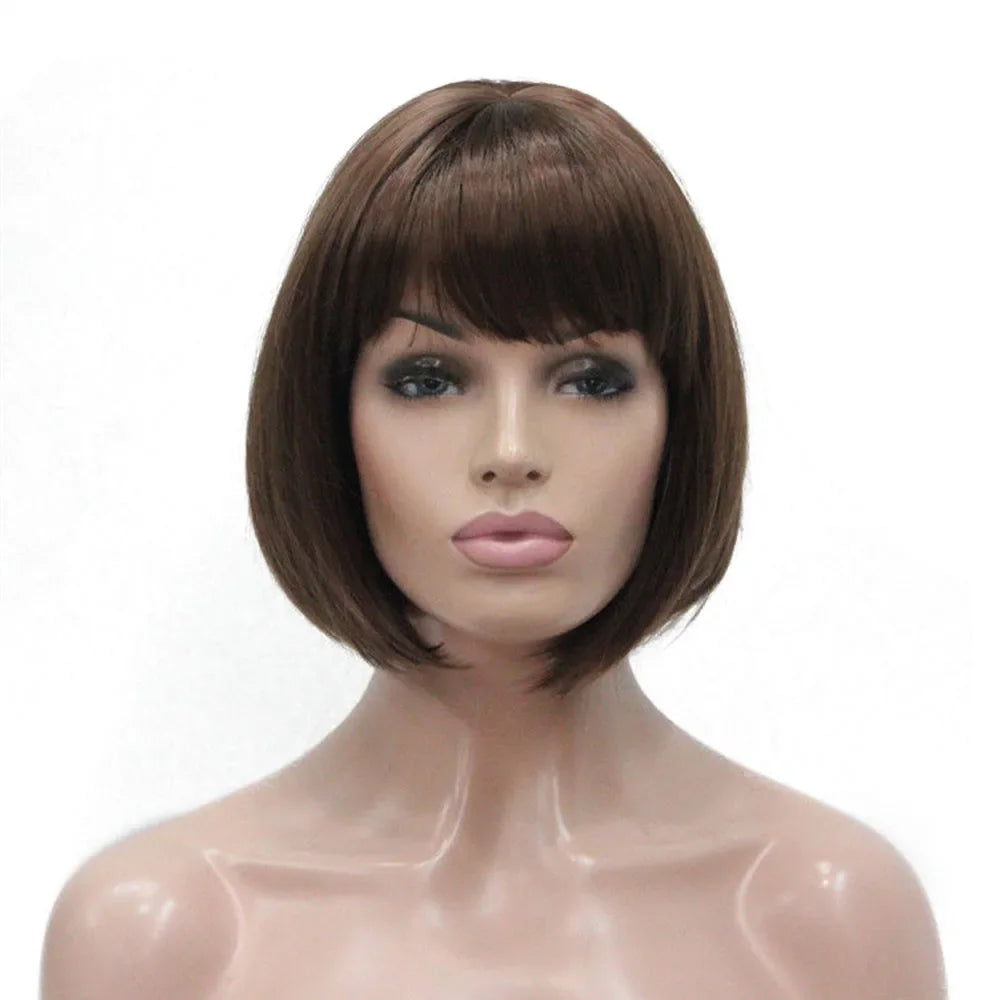 Women's Wigs Bob Black Hair Short Straight Natural Synthetic Capless Wig