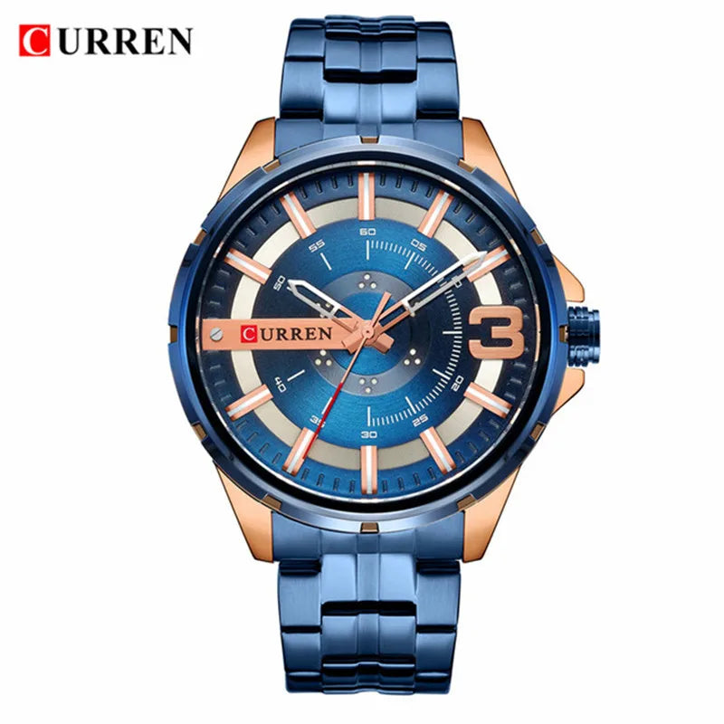 Quartz Business Men's Stainless Steel Wristwatches Waterproof