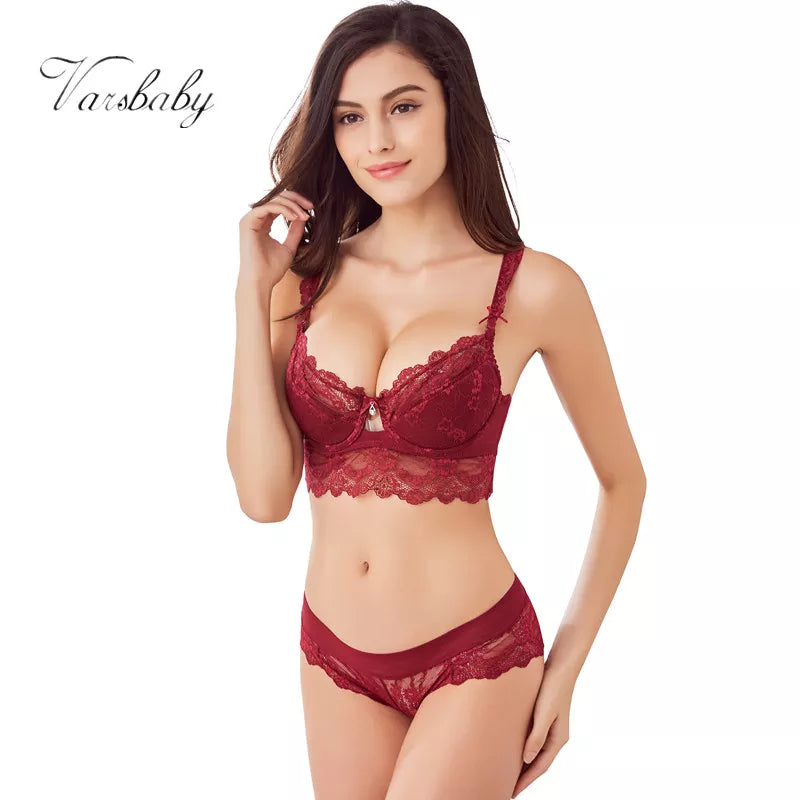 Sexy Lingerie Lace Padded Bra 5 Breasted Push Up  Sets a B C D Cup