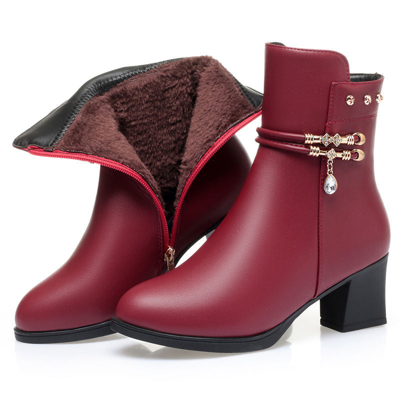 Soft Leather Thickened Boots for Women Oversized Fashion Snow Boots