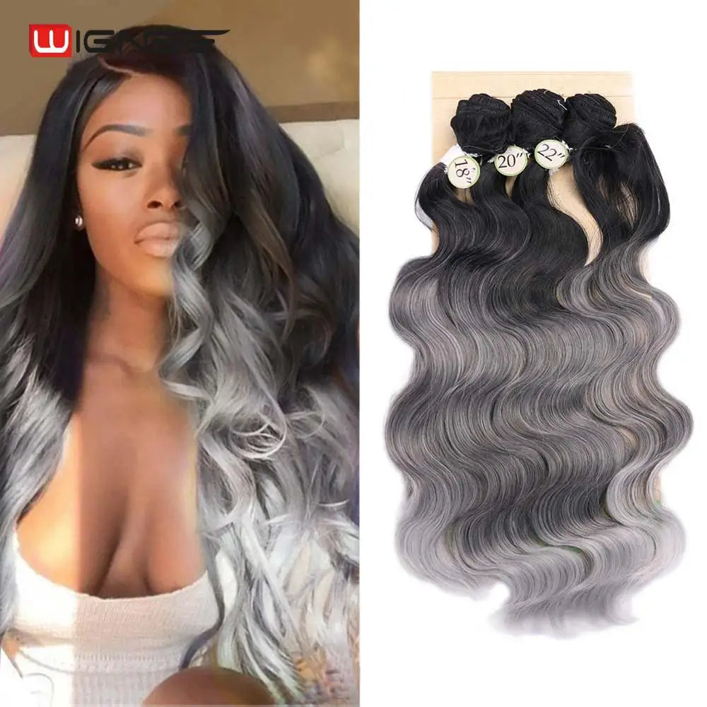 Synthetic Hair Extension Colorful Hair Bundles With Closure