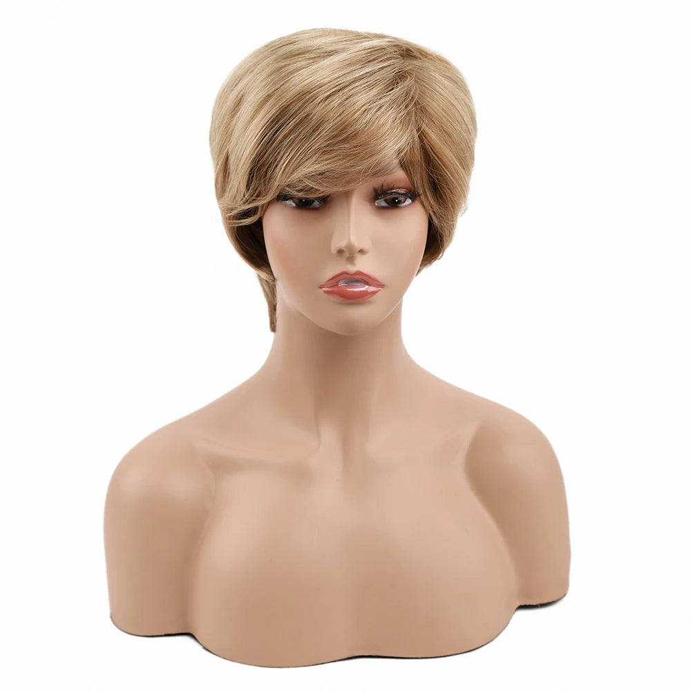 Synthetic Brown Wig Short Blonde Wigs Natural Wave Straight Hair Wigs